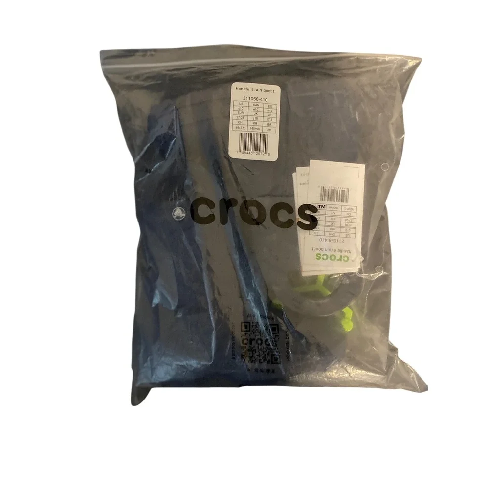 Crocs Kids Handle It Rain Boot Navy Blue Waterproof Pull On C10 211056-410